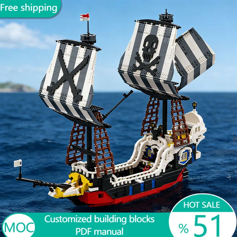 

4109 PCS Medieval Deluxe Redbeard Runner MOC Customize Modular Building Block Kids Simple Technology DIY Boys Toy Birthday Gift