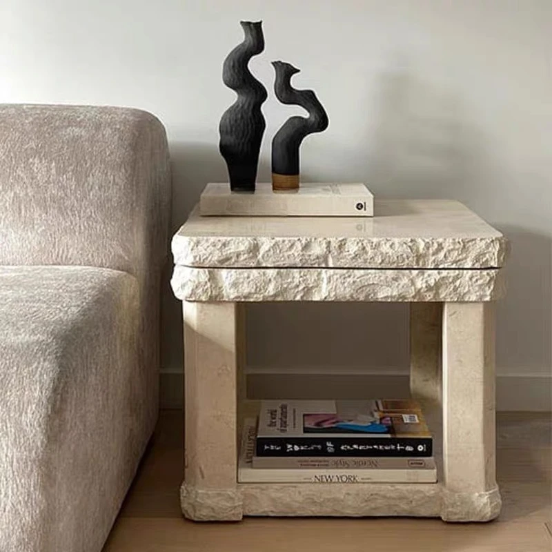 Wabi Sansan Natural Travertine Sofa Side Few Ins Double Bedside Table B & B Square Living Room Balcony Small Coffee Table