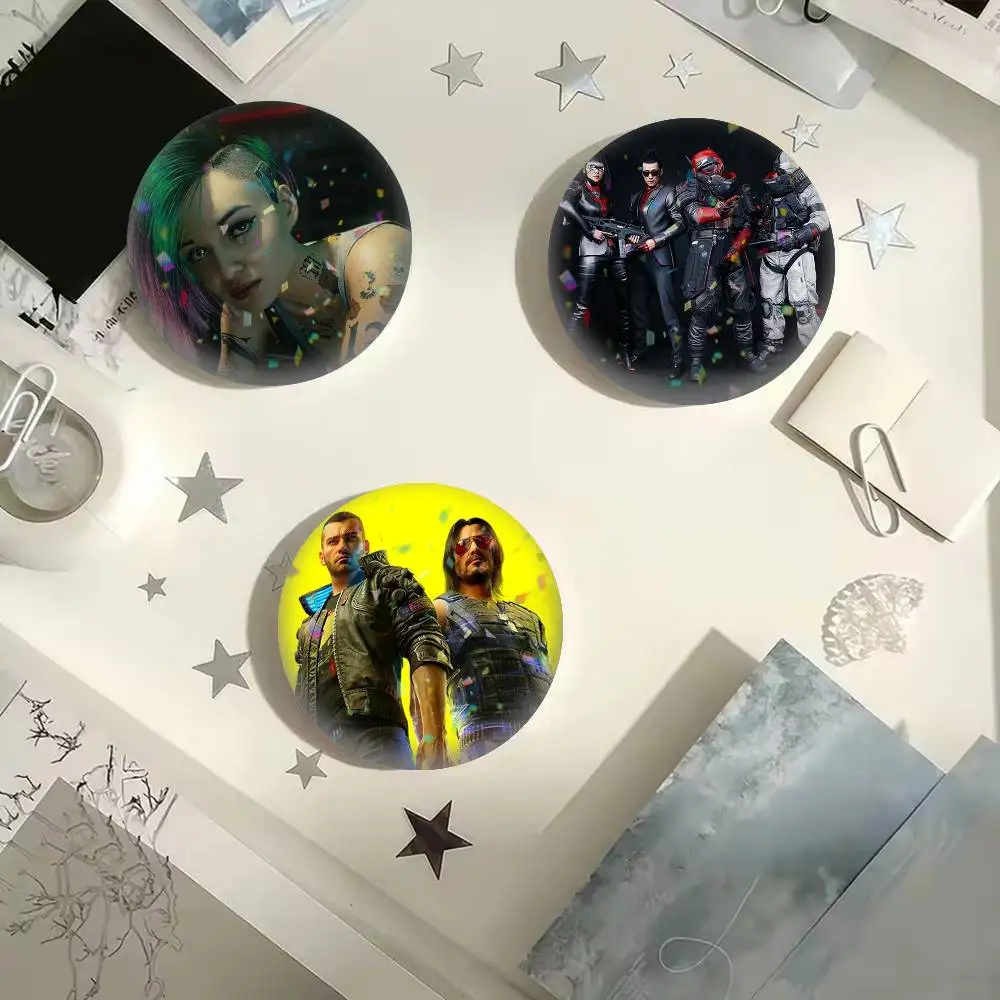 GAME Cyberpunk 2077  25 32 44 58 75mm Badges Personalized Round Brooches Pins Accessory Gift