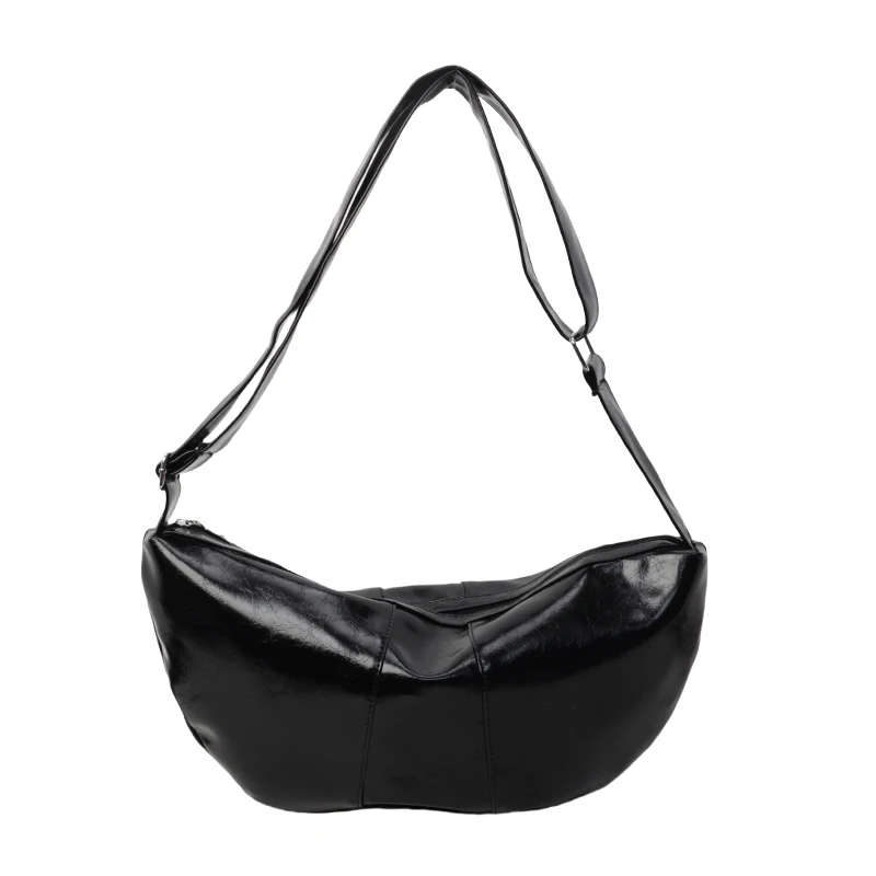 Women Crescent Shoulder Bag PU Leather Dumpling Crossbody Bag Solid Color Half Moon Everyday Purse Female Commute Bag