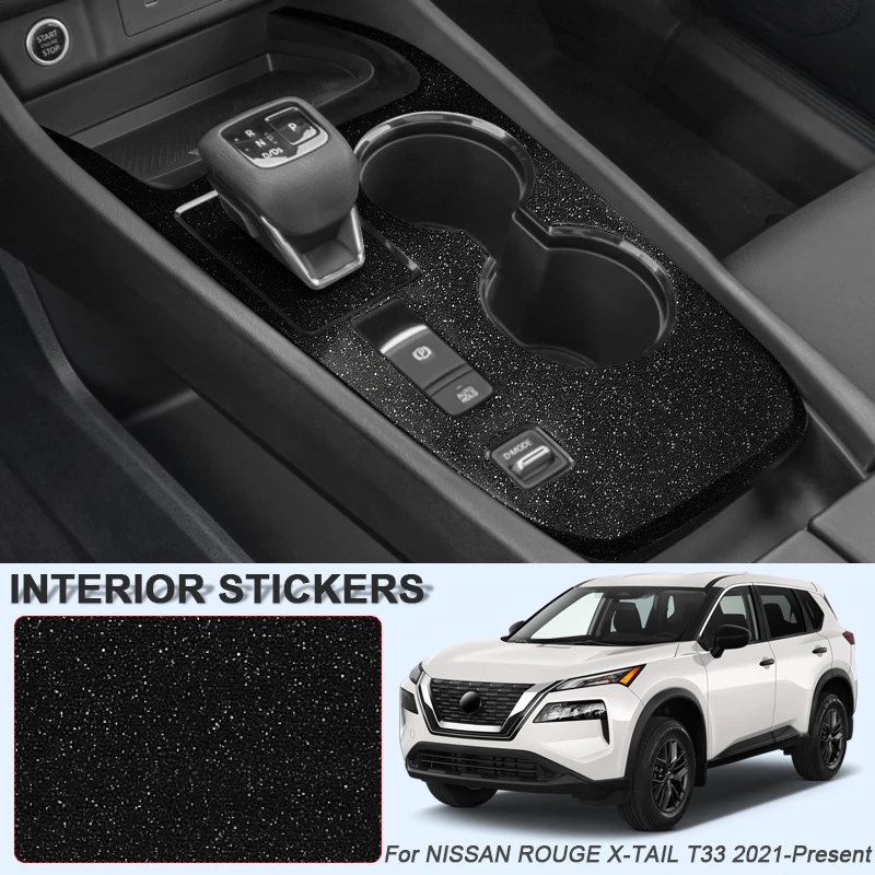Per NISSAN ROUGE X-TRAIL T33 2021-2026 Auto Nero Carbonio Adesivo Interno Finestra di Sollevamento Pannello Decalcomania Porta Ingranaggi Pellicola Protettiva