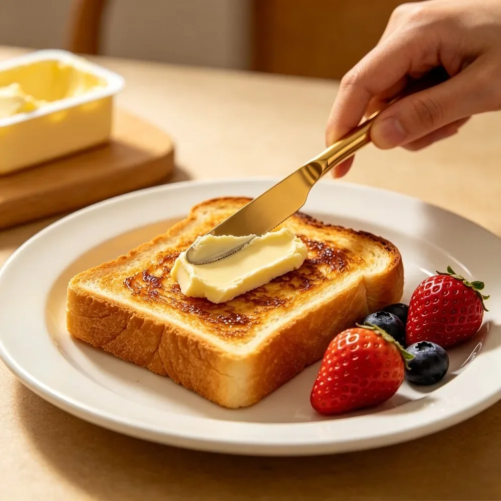 Stainless Steel Butter Spreader Knife, Multi-Function Curler Slicer with Holes for Bread Toast, Kitchen Breakfast Tool