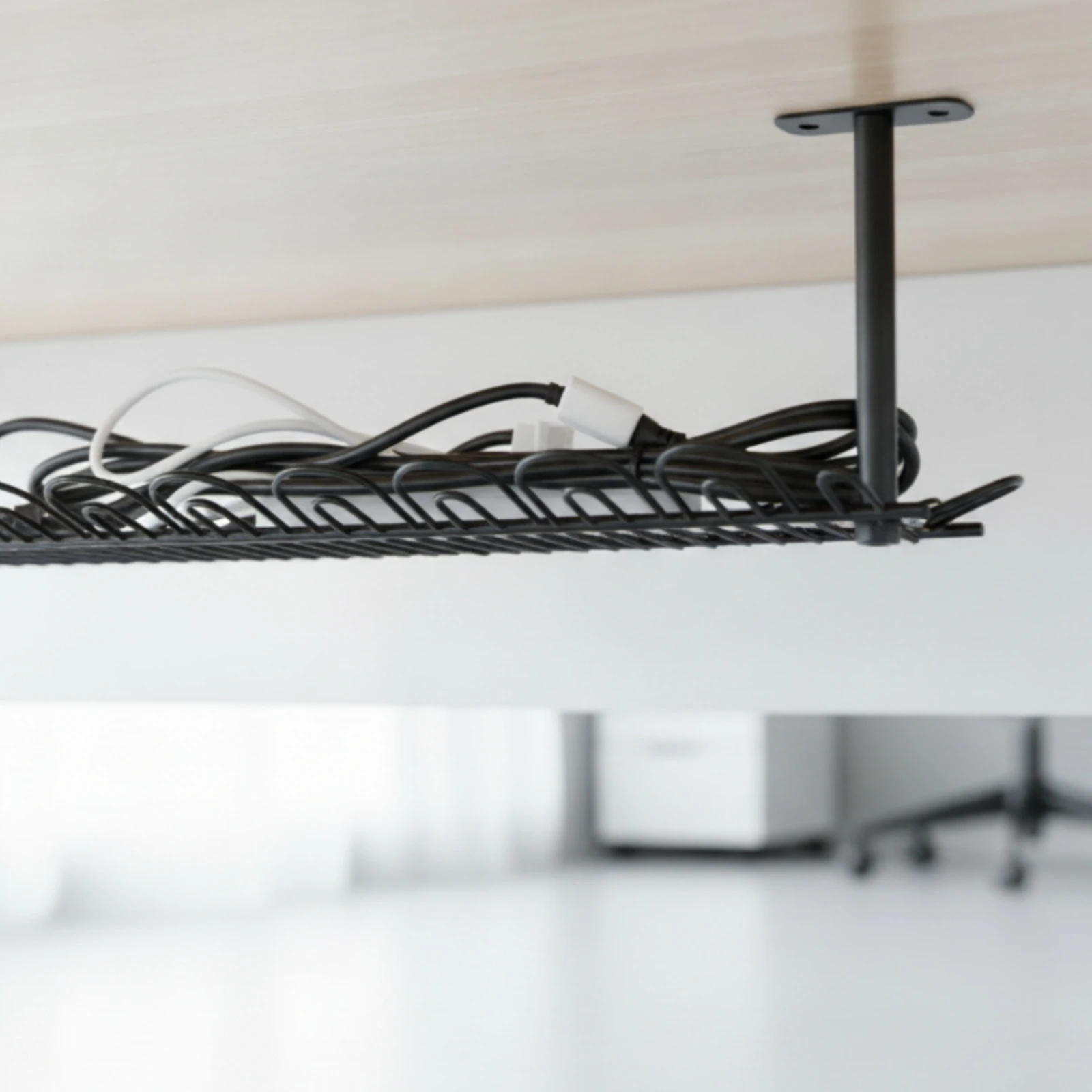 Cable Organizer Metal Under Desk Cable Management Tray Power Strip Holder Heavy Duty for Home Office, Workstation
