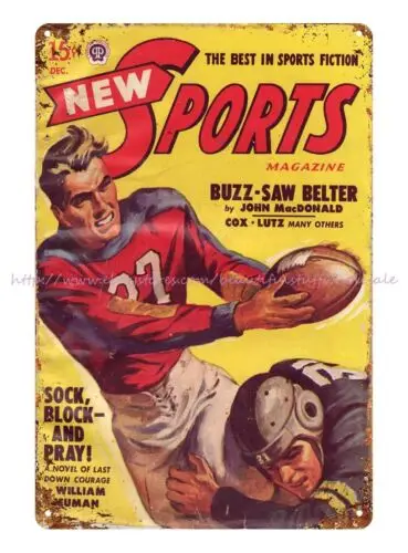 New Sport magazine cover football game 1948 metal tin sign brewery bar art