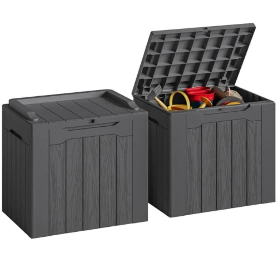 

31 Gallon Resin Deck Box Waterproof Indoor Outdoor Storage Boxes for Patio Furniture Cushions and Garden Tools Gray 31gallon 2