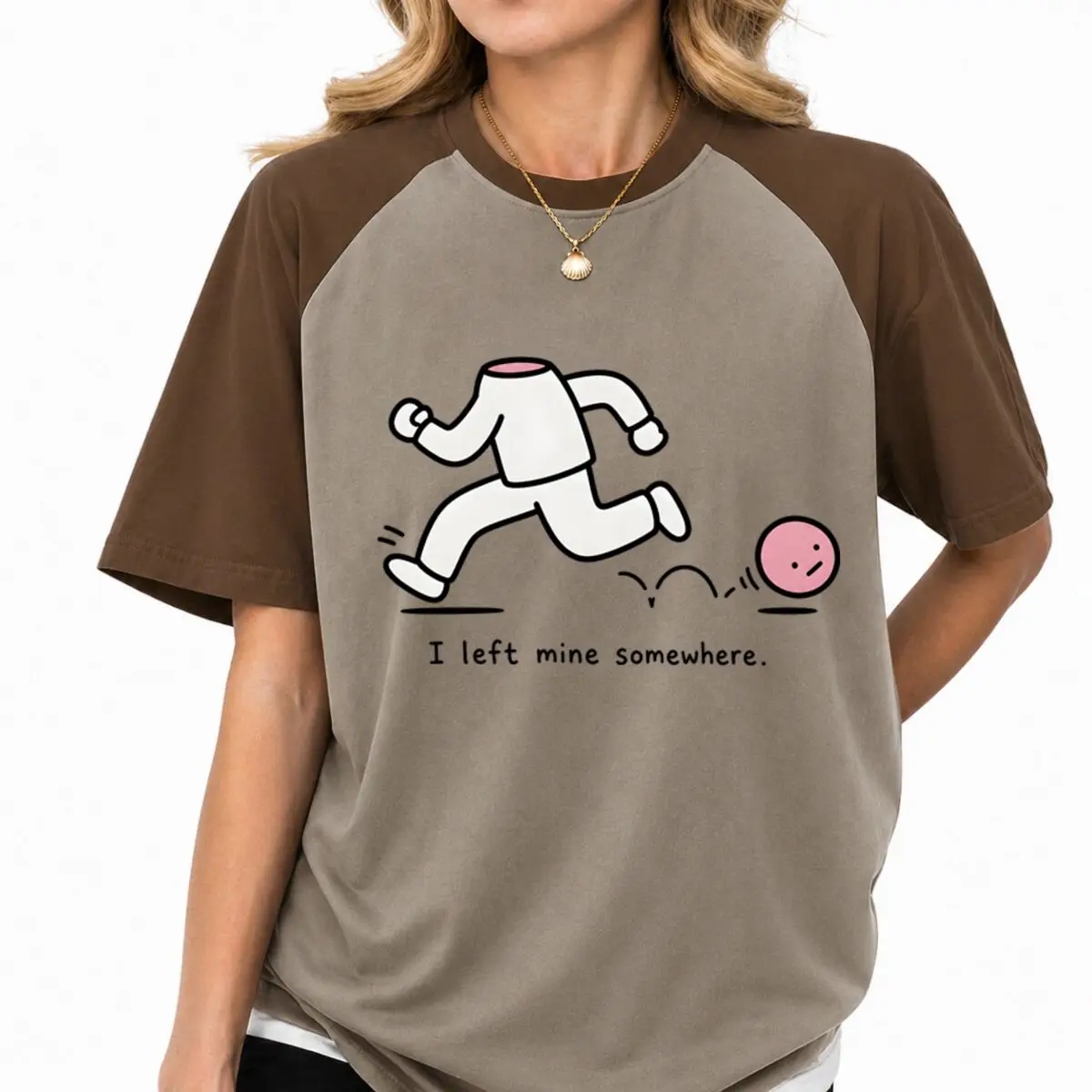 

"I Left Mine Somewhere" Fun Graphic T-Shirt Vintage Raglan Sleeve Cotton Short Sleeve Tees Women's Casual American Style Tshirt