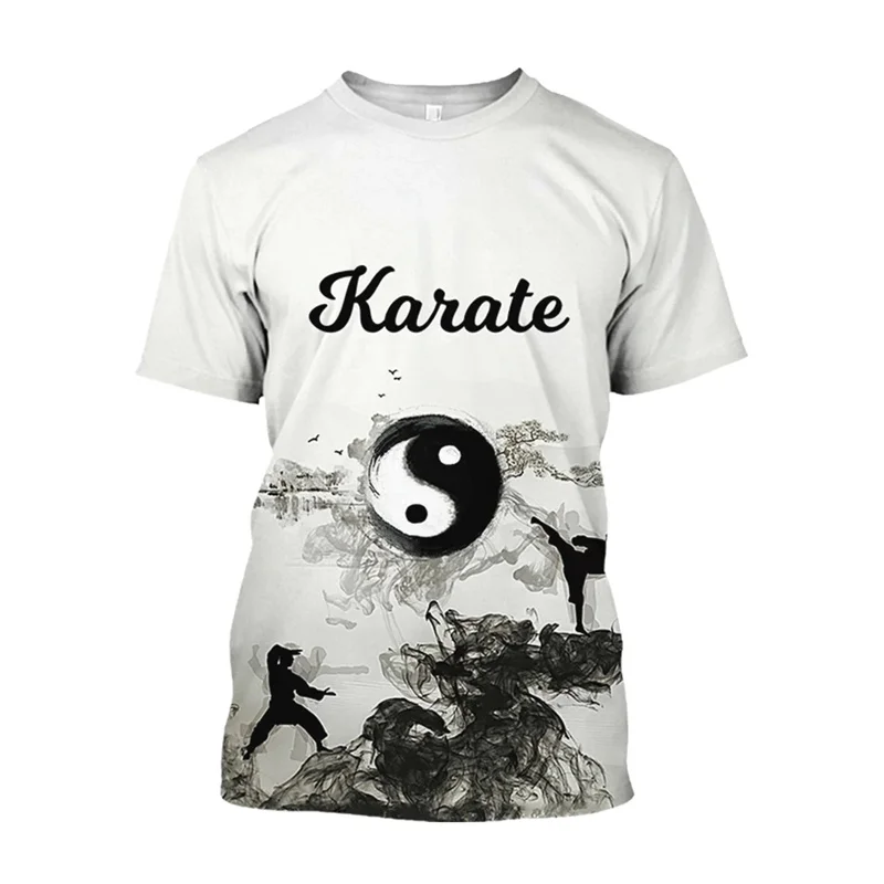 3D Printed Japan Training T Shirt Men Karate Pattern T-Shirts Fashion Round Neck Pullover Oversized Short Sleeve Tees Sport Tops