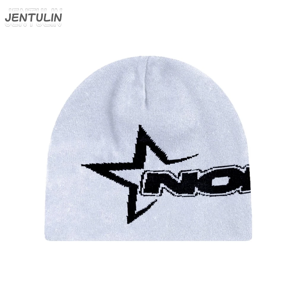 

Men Beanie Kpop Letter Hat Y2k Knit Hip Hop Streetwear Wool Winter Korean Fashion Pullover Accessories Jacquard Korean Women Cap