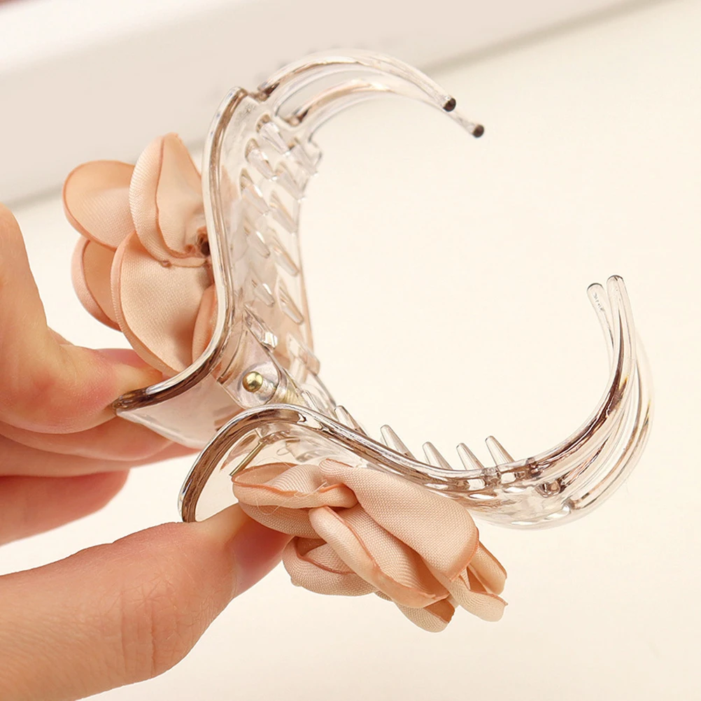 

3pcs Hair Claw Clips Smooth Surface Comfortable Wear Lightweight Easy Use Transparent Flower Accessories Women Hairpins