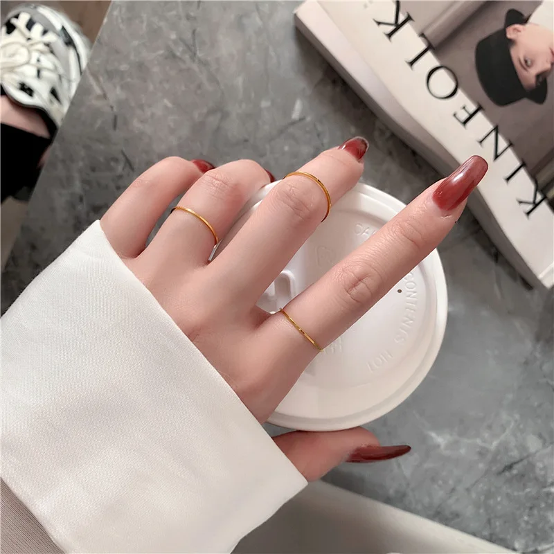 1mm Thin Ring Stainless Steel Simple Minimalist Stacking Rings for Women 2023 Gold Silver Color Couple Ring Jewelry Size 3-10