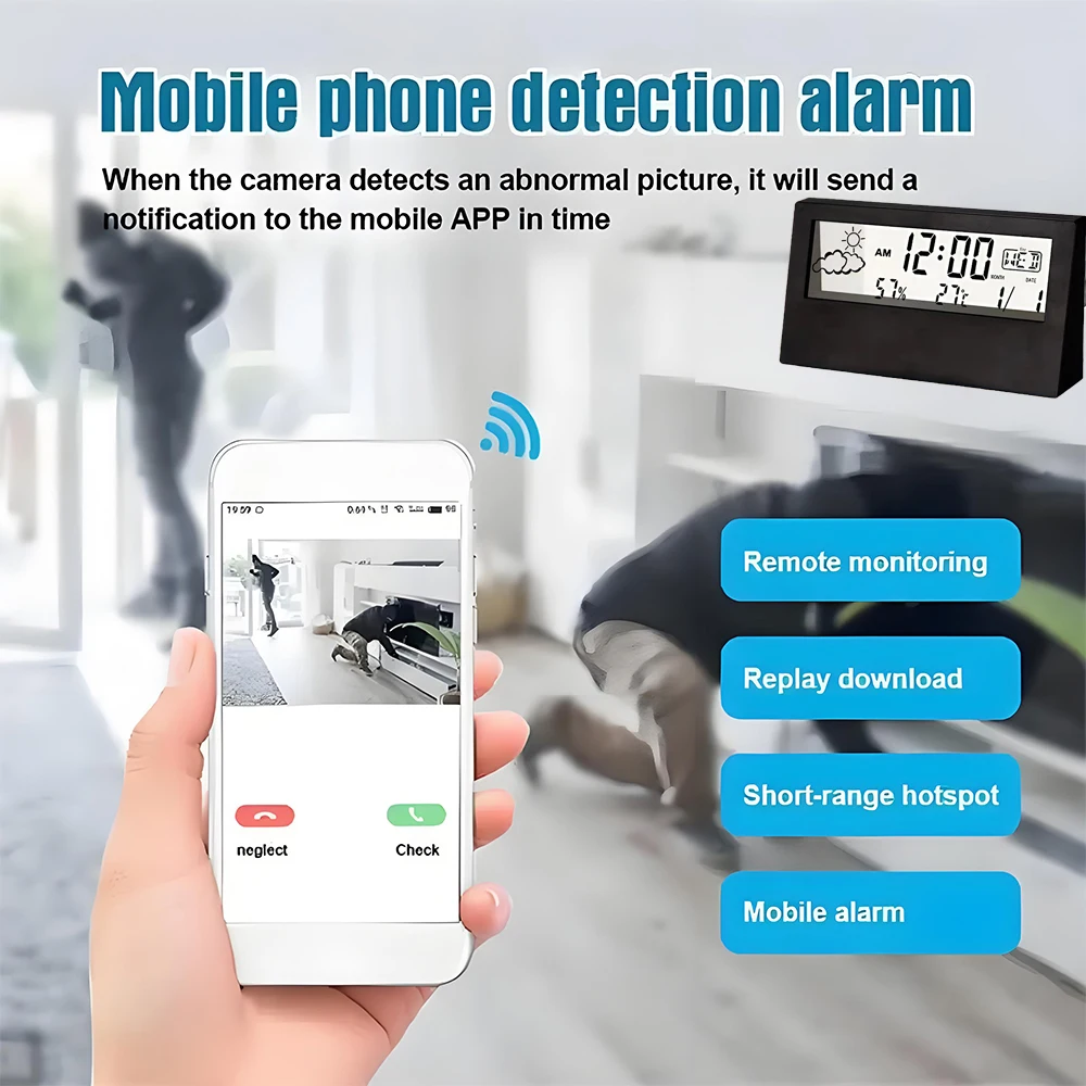 HD 4K Mini WiFi Clock Camera, Supports Mobile Detection, Remote Viewing, Circular Storage, Home Nanny Style WiFi Camera view 3