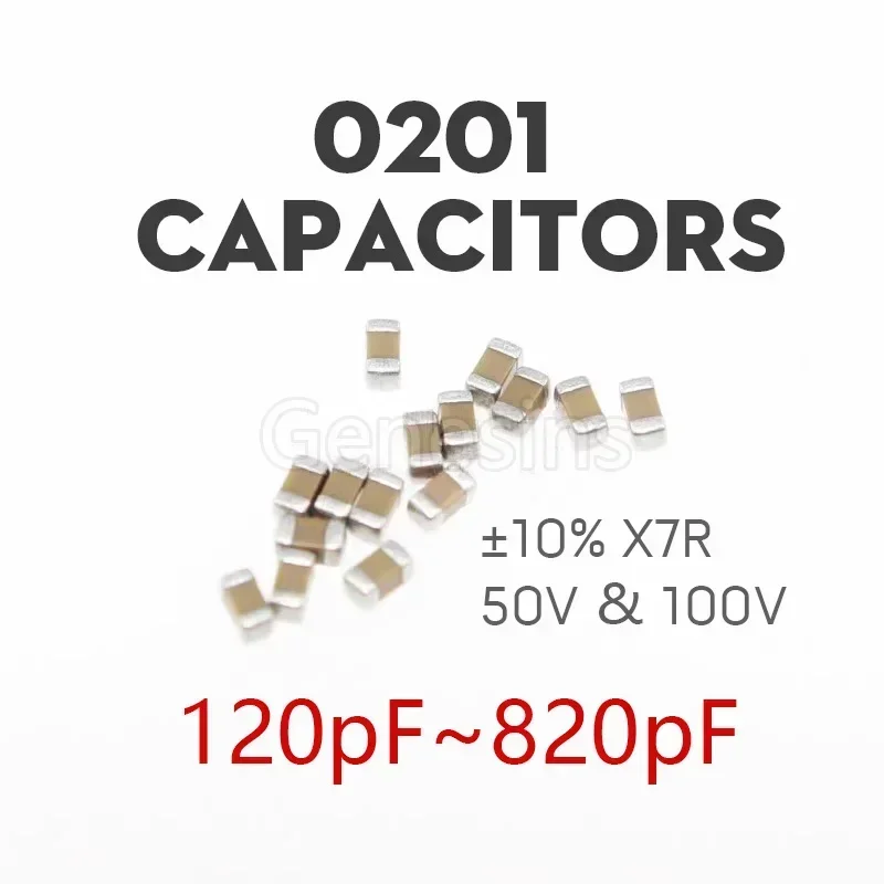 100pcs 0201 SMD Capacitor 120pF 150PF 220pF 270pF 330pF 470pF 560pF 680pF 820pF 50V 100V Component