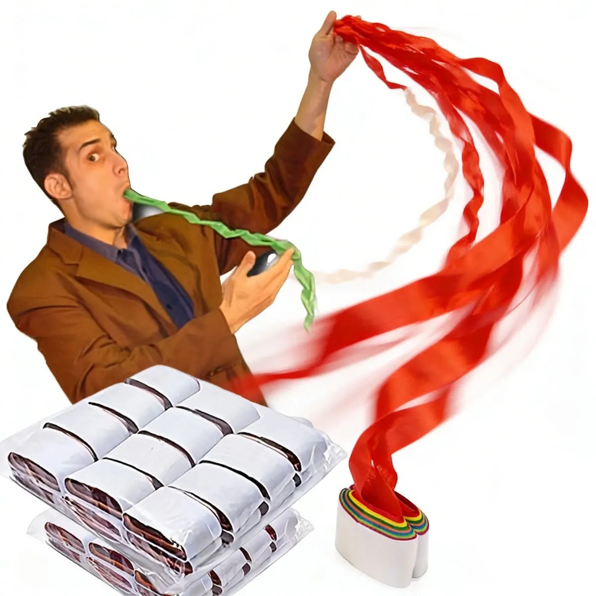 12Pcs Color Striped Magic Paper Rolls - Flexible Illusion Props Durable & Easy to Use for Stage Performances, Creative Games ZSY