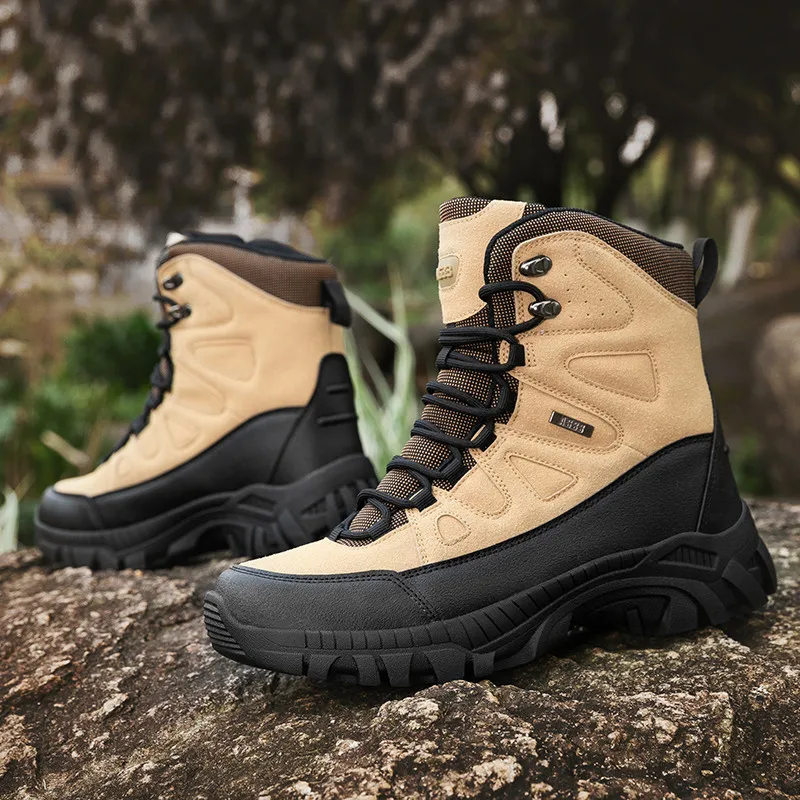 Winter Men Hiking Boots Large Size 47 Anti skid Desert Hunting Boots Men Tactical Boots Comfort Suede Outdoor Men Trekking Shoes