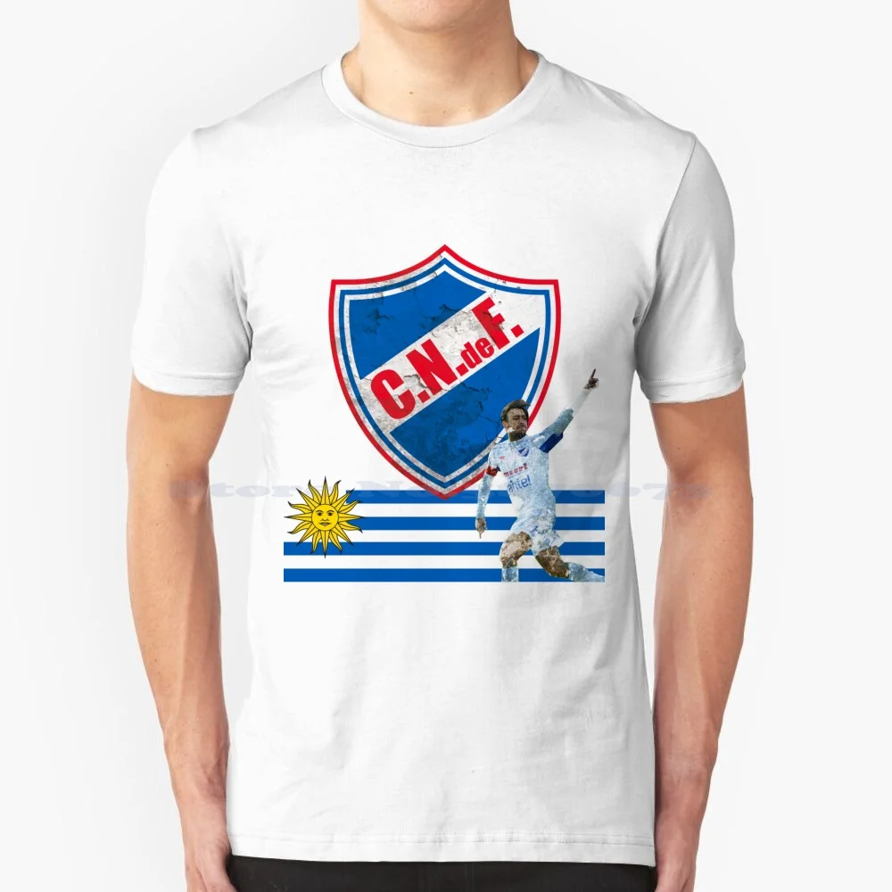 Club Nacional De Football T Shirt 100% Cotton Tee Nacional Uruguay Club Football Futbol Soccer Cndef