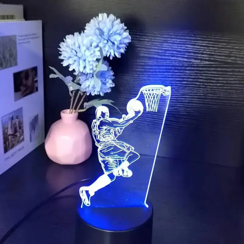 1pc  Basketballl  3D Night Light, 3D Optical Illusion Lamp With Touch, 7-Color Changing Ambient Light For Bedroom