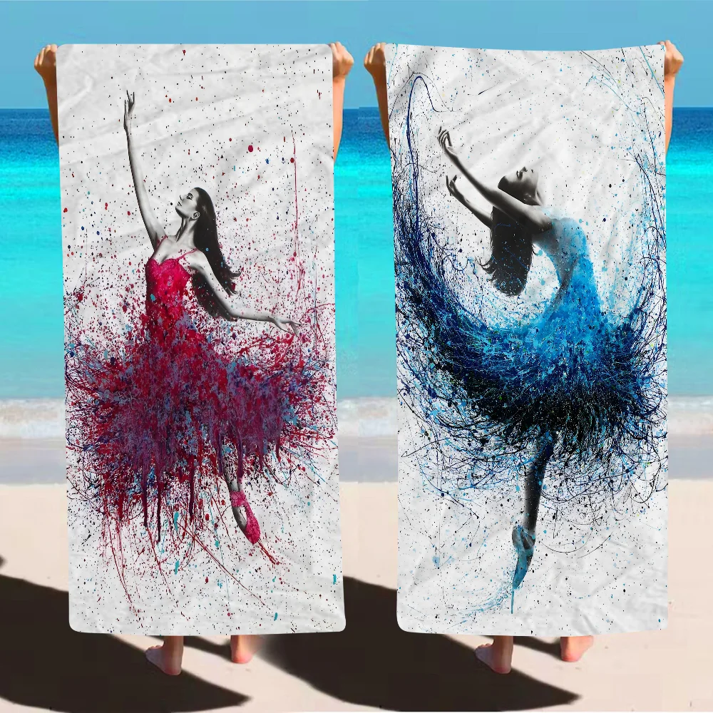 

Ballet Girl Beach Towel Colorful Bath Towels For Girl Microfiber Quick Dry Custom Sand Free Beach Yoga Spa Gym Pool