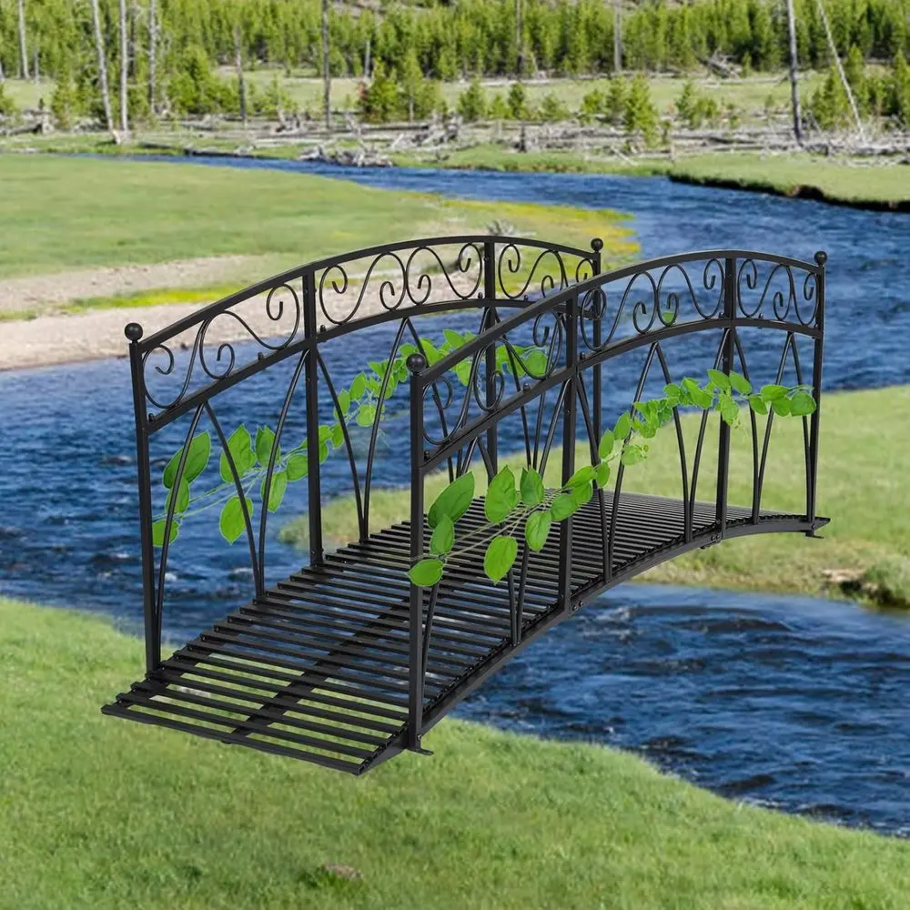 

AIIT 8 T Metal Garden Bridge – Heightened Patio Outdoor Bridge with Saety Guardrails, Decorative Lanng Iron ootbridge or Backyar