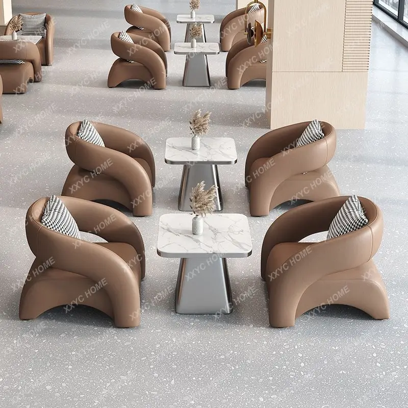 Light Luxury Rest Area Reception Table Conference Table Sales Office Beauty   Reception Table Chairs