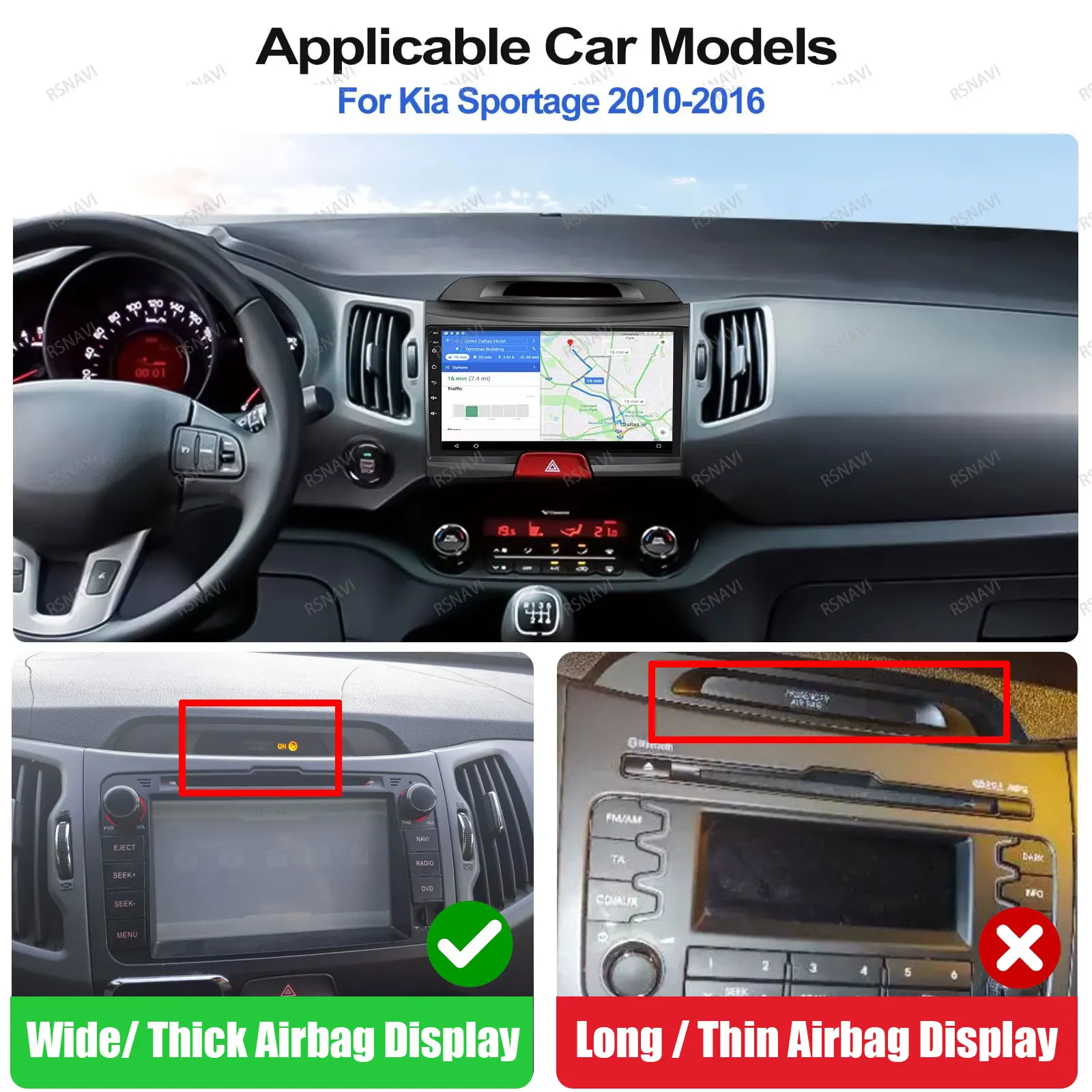 Car Radio Android 16 For KIA Sportage 2010 2011 2012 2013 2014 2015 2016 5G WIFI Qualcomm Navigation DSP Stereo Multimedia GPS