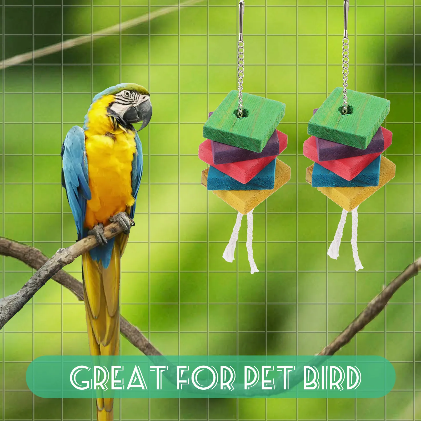 50Pieces Parrot Wood Clip Educational Bird Chewing Set Mixed Color DIY Wood Chips for Small Birds Parakeet Cockatiel Enrichment