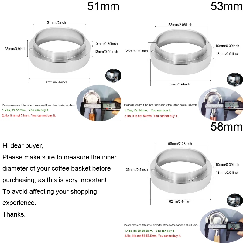 51/53/58mm Magnetic Coffee Dosing Ring Stainless Steel Anti-Fly Powder Espresso Portafilter Funnel for Home Barista