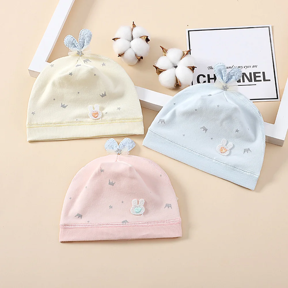 Baby Girl Bonnet Hat Cotton Thin Type Spring Summer Newborn Caps 0-3Months Outdoor Hospital Boy Hat