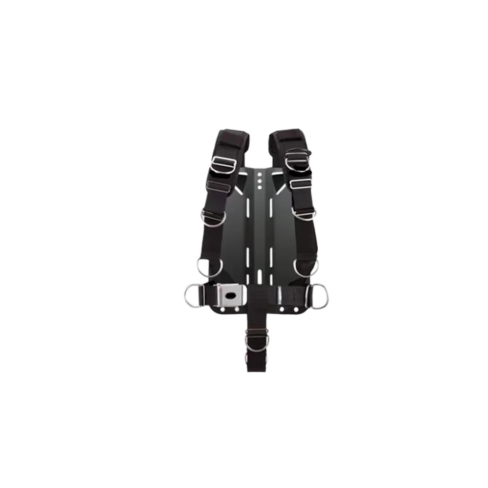 Placa trasera técnica de buceo de aluminio negro, placa BCD para buzo/aleación de aluminio, adaptador de tanque individual para buceo, juego de buceo