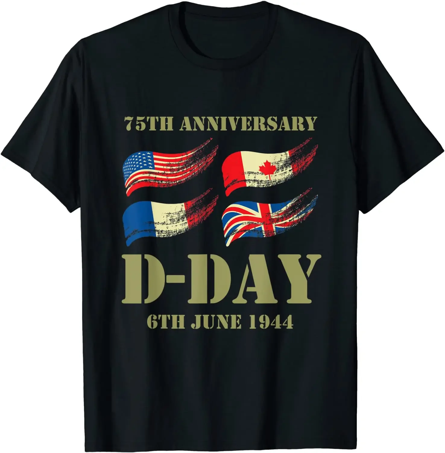 

D-Day 75th Anniversary WWII Memorial Men T-Shirt Short Sleeve Casual 100% Cotton O-Neck Shirts