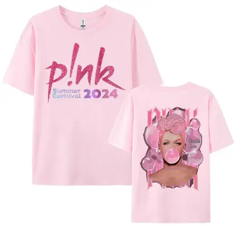 Sångare P! Nk Sommarkarneval 2024 Turné Musikkonsert T-shirts Herr Dam Mode Casual Vintage T-shirt Hiphop Punk Stil T-shirt 10 best sales p nk-skjorta - №6