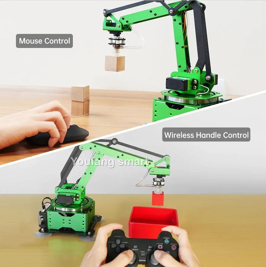 5 Axis Robot Arm with Guide Rails Suction Cup RC Robotics Manipulator for Arduino and AI Python ESP32 Programmable Robot DIY Kit