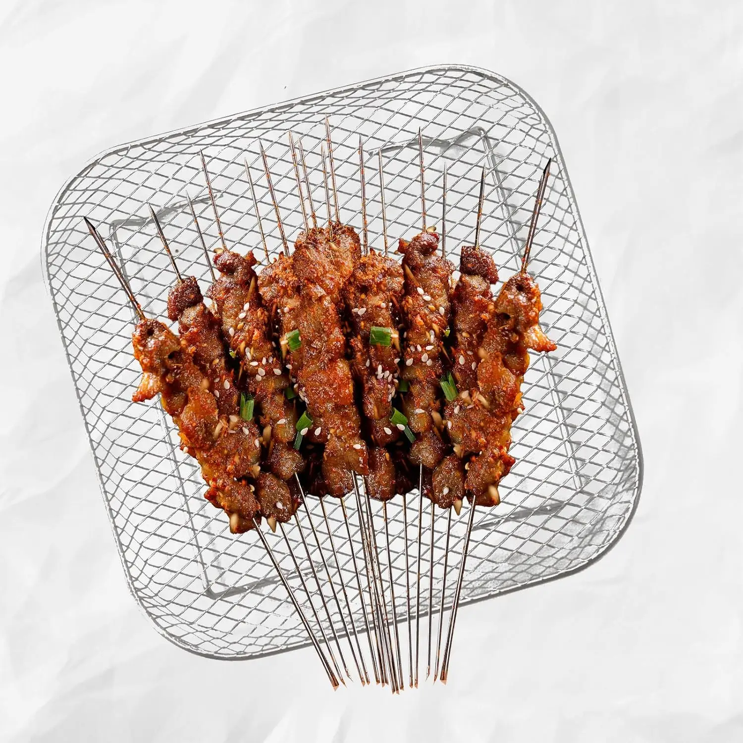 8 Inch Square Air Fryer Basket,3 Pcs Stackable 304 Stainless Steel Basket Dehydrator 3-tier Rectangle Air Fryer Rack Square