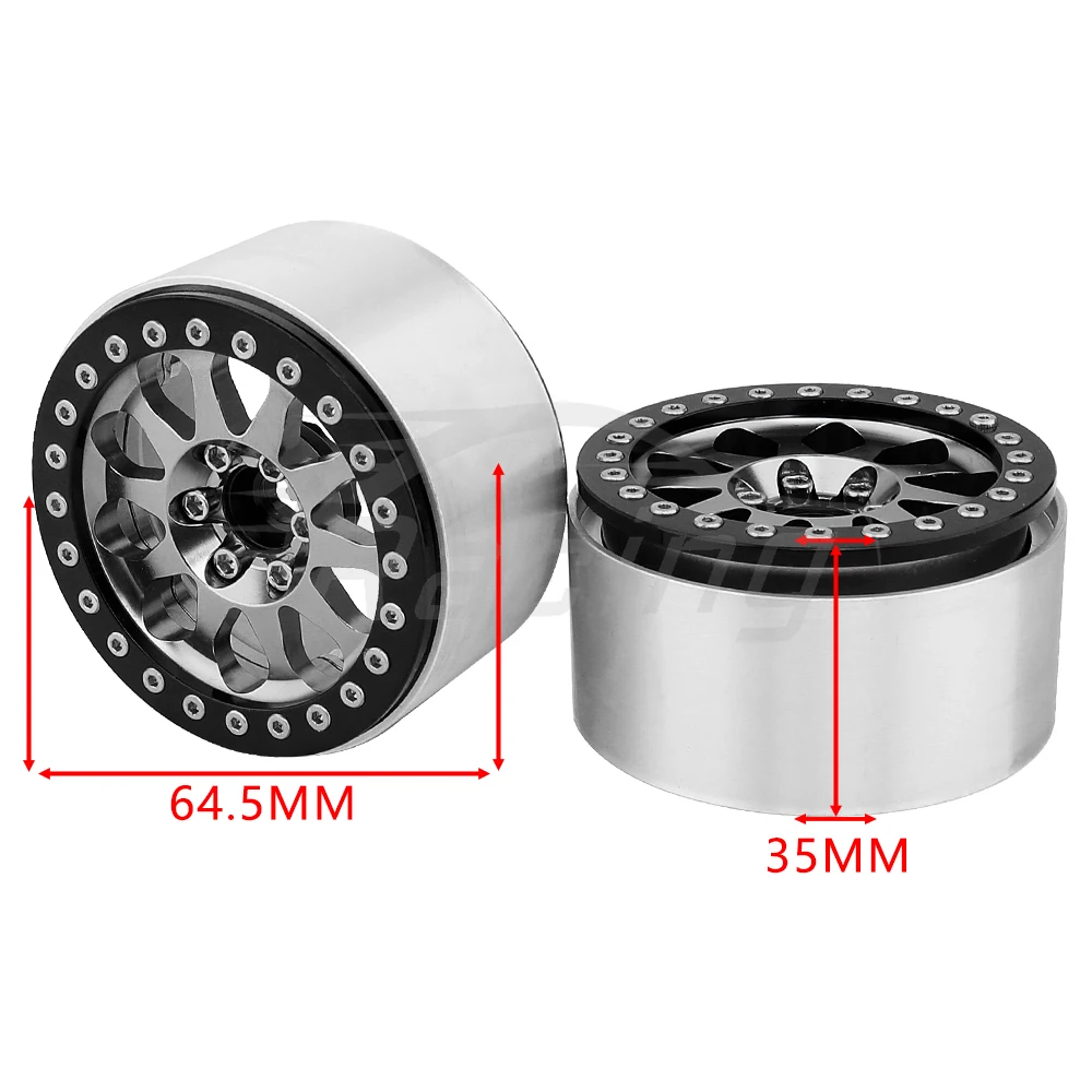 4pcs Metal Alloy Beadlock 2.2 inch Wheel Rims Hubs for Axial Wraith 90048 TRX-4 TRX-6 1/10 RC Crawler Car Upgrade Parts