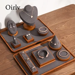 Oirlv Solid Wood Jewelry Tray Bracelet Ring Display Props Sets Jewelry Organizer Holder Necklace Display Stand Jewelry Plate