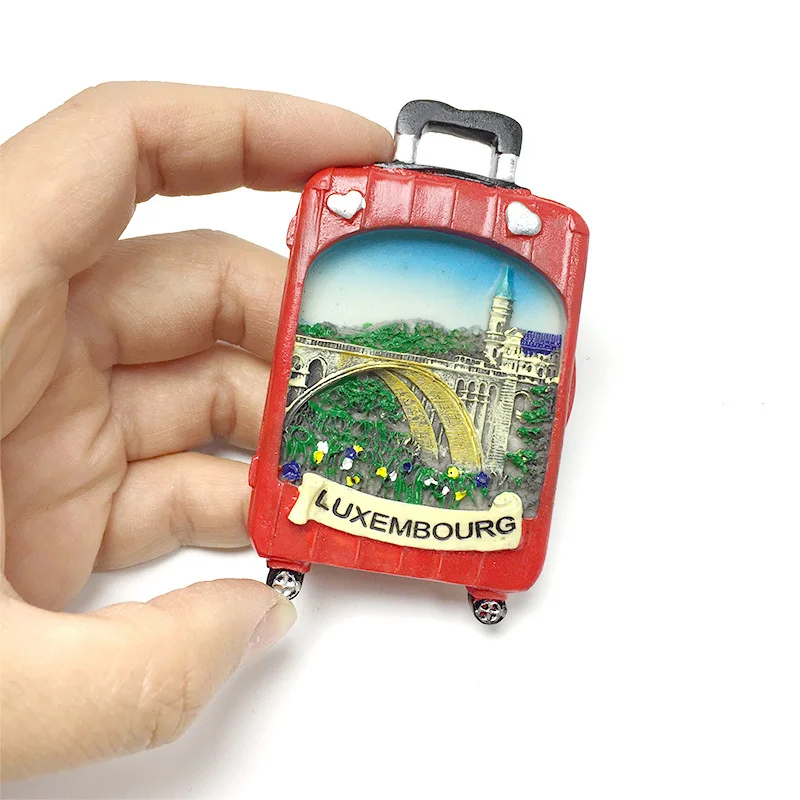 

Cute 3D Resin Luxembourg Souvenir Fridge Magnets (Luggage) Refrigerator Magnets Aimants Réfrigérateur Home Decor