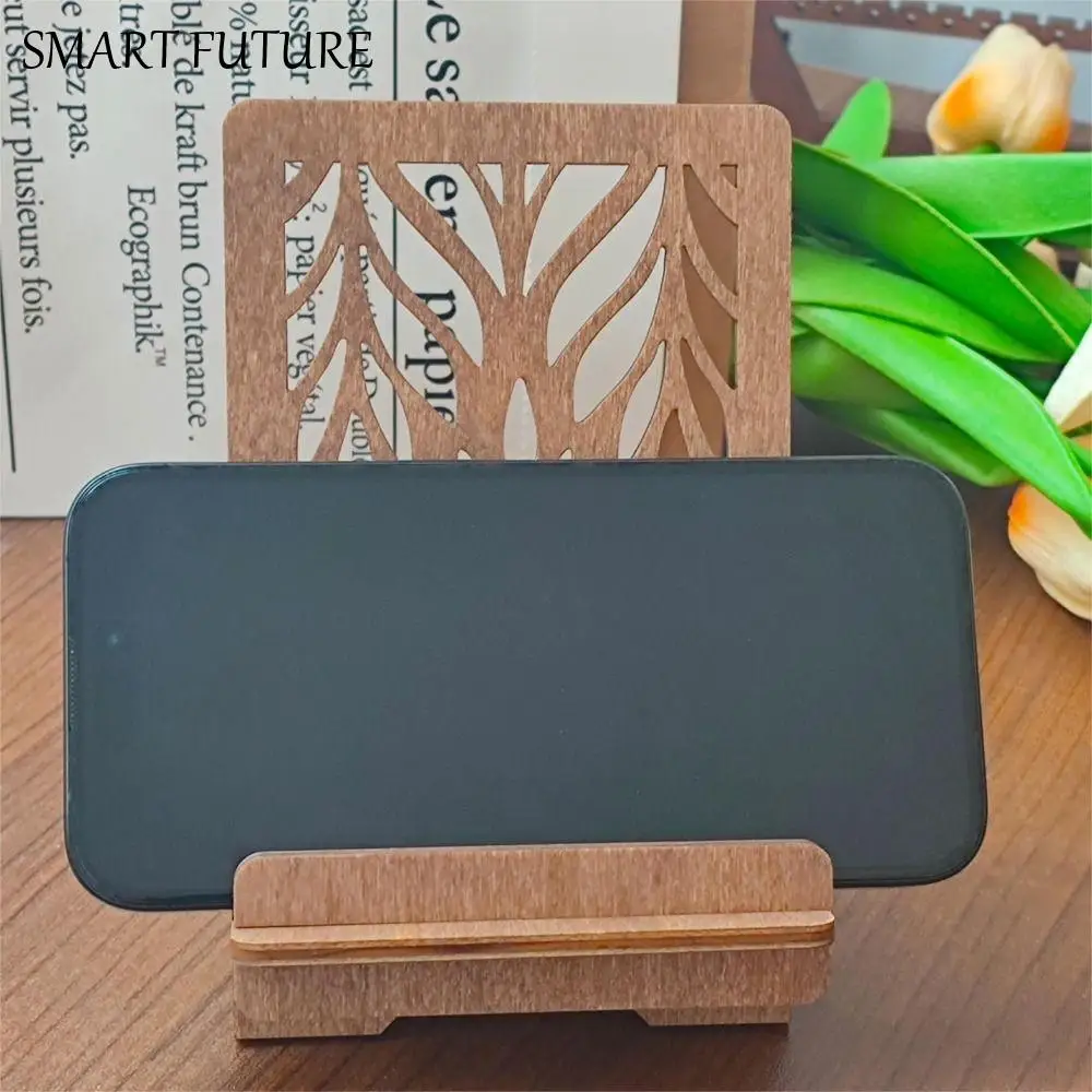 

Hollow Desktop Phone Holder Boxwood Leaves Pattern Stand Bracket Heat Dissipation with Charging Port Cellphone Standing Travel