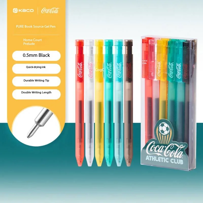 KACO Coca-Cola Athletic Club Gel Pens Set 0.5mm K8 Smooth Writing 800m Large Capacity Test Study Supplies for Student Los Leones