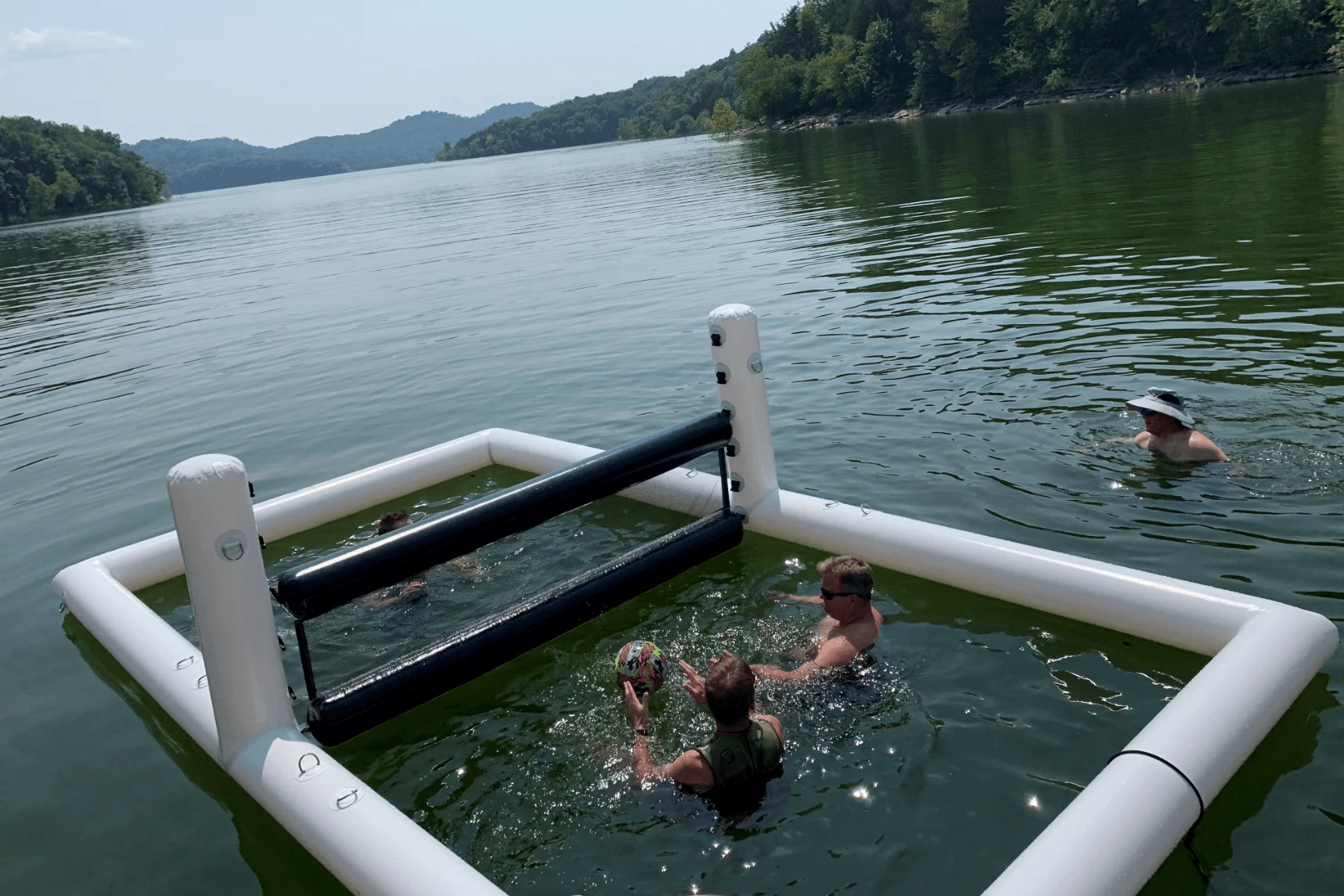 

New Arrival Floating Inflatable Water Trampoline Beach Inflatable Tennis Court Pool Water Volleyball Inflatable Pool Court2025