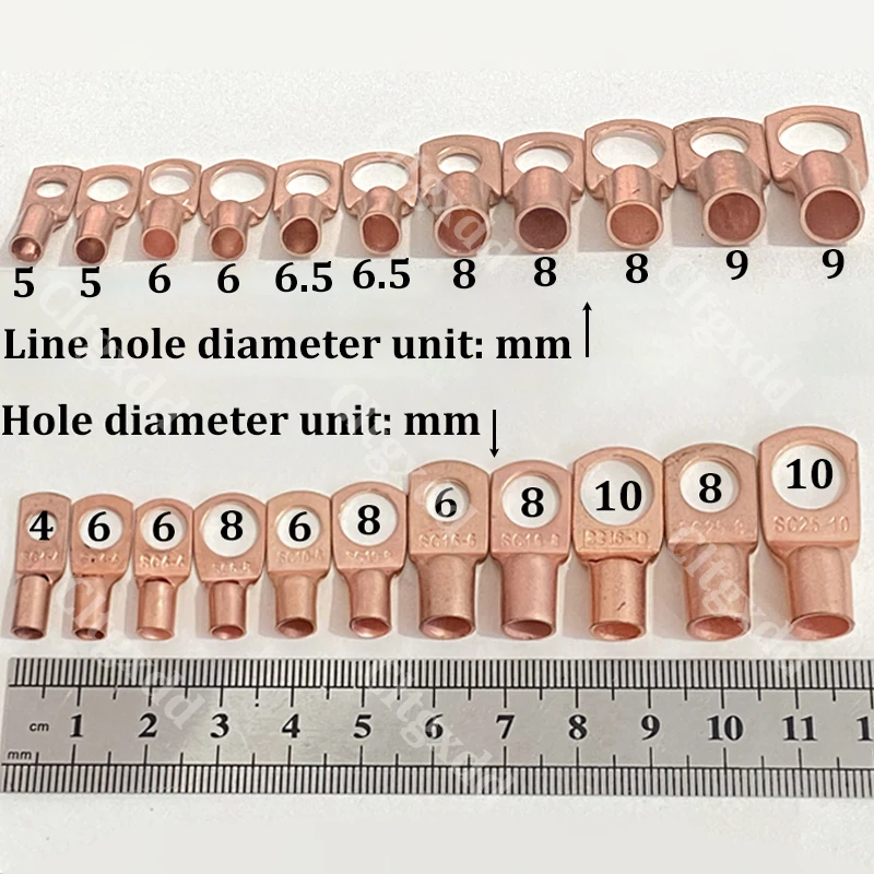 Cltgxdd 5-10 Stück Kupfer-Ringkabelverbinder, blankes Kabel, elektrische Crimpklemme SC4-6 SC6-6 SC6-8 SC10-6 SC16-6 SC16-8 SC25-8 – Detail 2