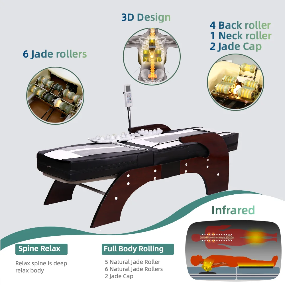 Spa Full Body Traction Chiropractic Spine Care Tourmaline Camas De Stone 3D Mattress Jade Master Bed Roller Infrared Massage Bed