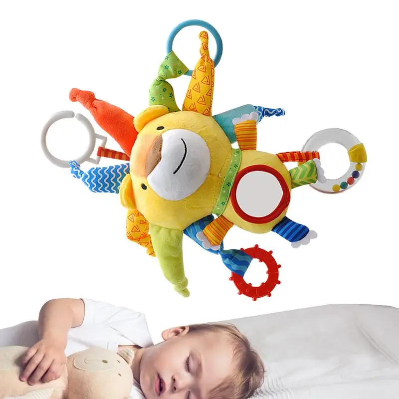 Lion Sensory Toys Lion Shape Pluszowy wózek Aktywność Zabawka Fotelik samochodowy Zabawki dla dzieci w wieku 0-3 lat Zabawka do wózka pomaga rozwijać umiejętności motoryczne