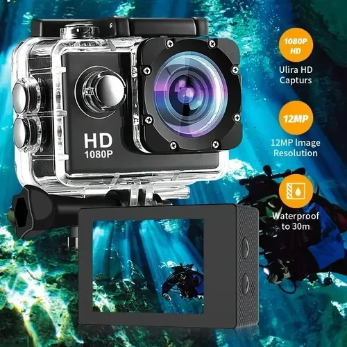 Imagen 2 del producto Cámara impermeable Full HD 1080P, videocámara deportiva de 2,0 pulgadas, DV Go Car Cam Pro Mini videocámara DV deportiva con accesorios de cámara