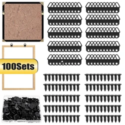 100Sets Picture Hangers with Screws Picture Frame Triangle Hook D Ring Buckle for Clock Mirror Paintings Artwork Picture Frame