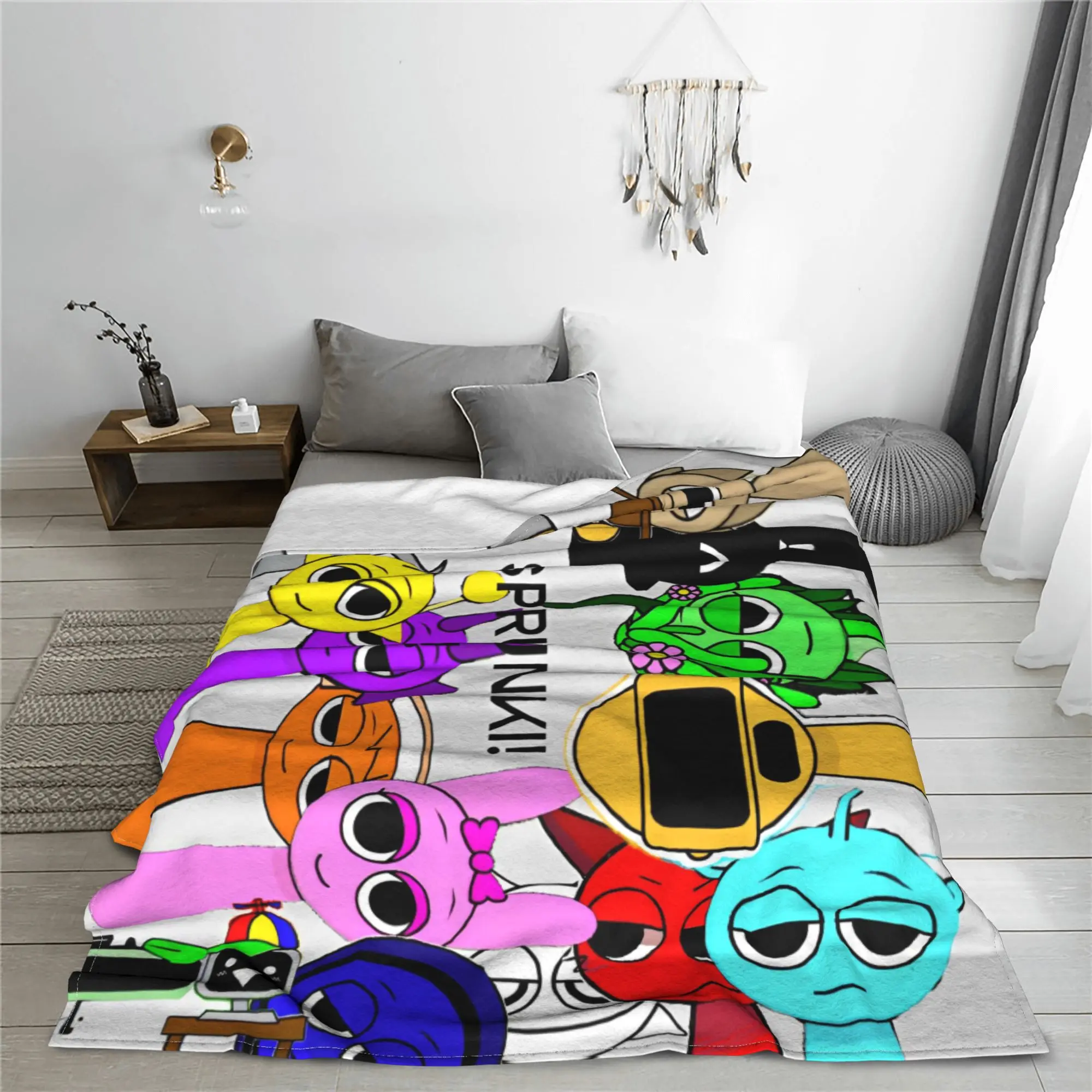 

Sprunki Incredibox Game Blanket Fleece Winter Breathable Lightweight Throw Blankets for Bed Couch Bedspreads