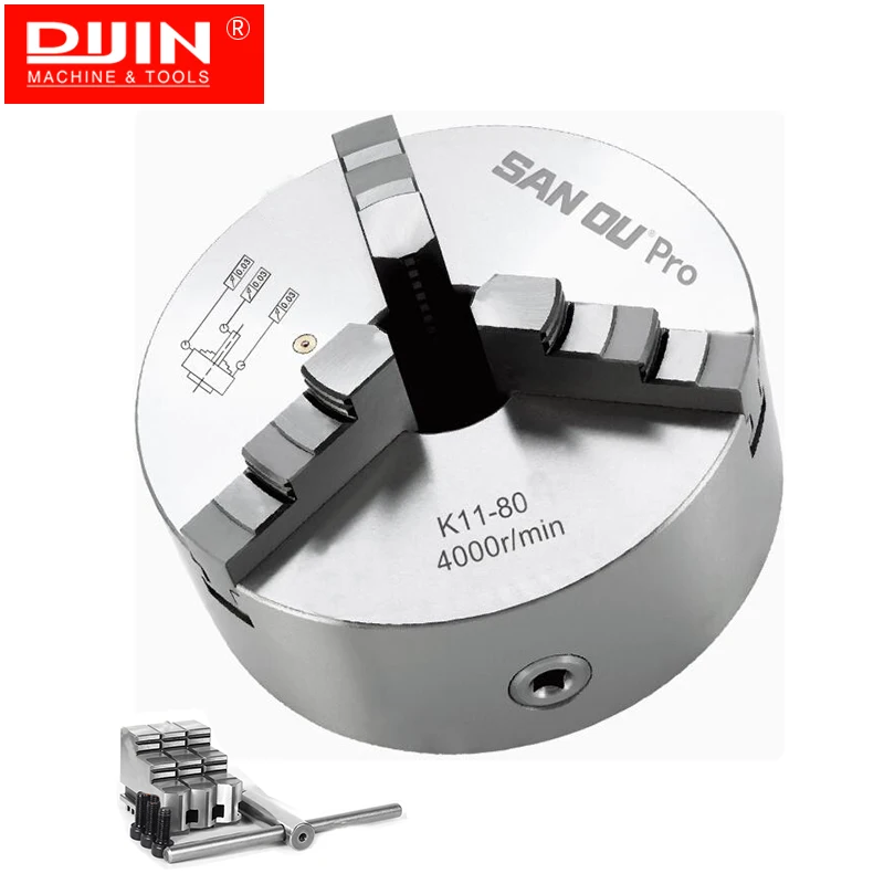 High Precision Lathe Chuck 80mm With 0.03mm SANOU Pro Mini Metal Lathe Chuck K11-80 Pro Manual Lathe Chuck 3 Jaw Mini Chuck