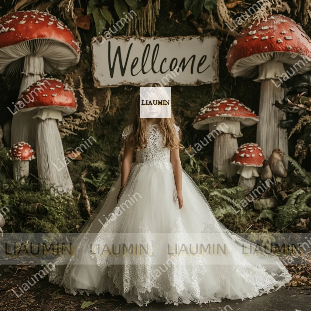 

Платья с цветочным узором для девочек на заказ на свадьбу, тюлевое кружевное платье принцессы для первого причастия, юбка для дня рождения, театрализованное представление по индивидуальному заказу G15