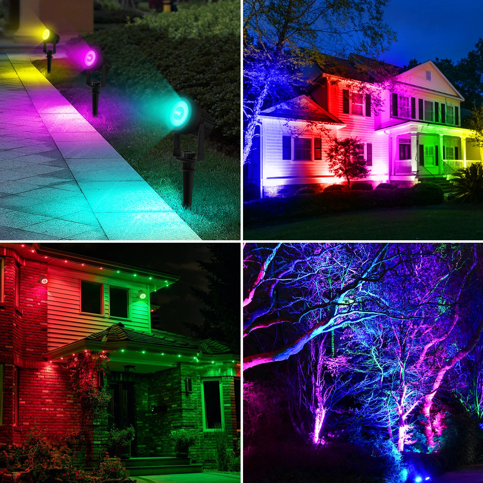 Foco Solar RGB IP65 impermeable, luz de jardín al aire libre para Navidad, decoración de fiesta de Halloween, 1/2/4/6 luces