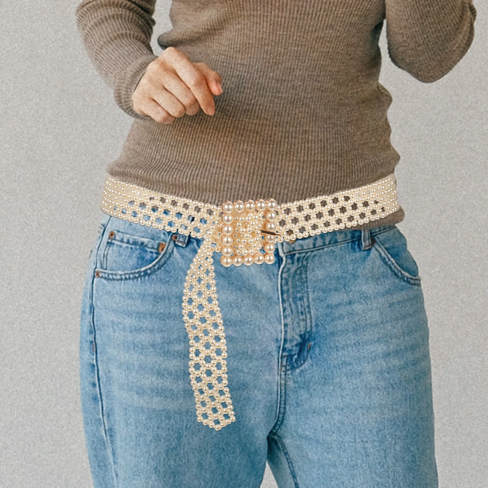 

1Pcs Chic Women Waist Belt Pearl Decorative Waistband All-Match Fashion Dress Belt Shopping Women Waistbelt Waist Decor