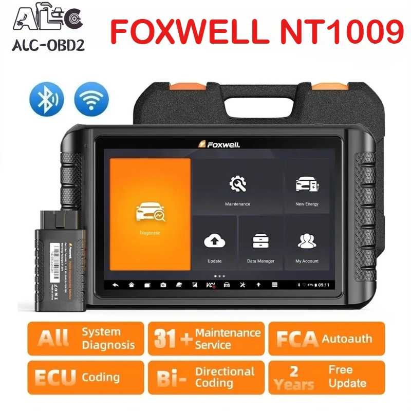 

FOXWELL NT1009 Автомобильные диагностические инструменты, все системы, 34+ сброса, двунаправленное кодирование ECU и программирование, автомобильный сканер OBDII