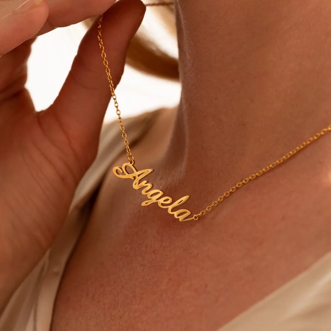 custom name necklace for Women Personalized Nameplate pendant Stainless Steel Gold cross chains necklaces fashion Jewelry gifts